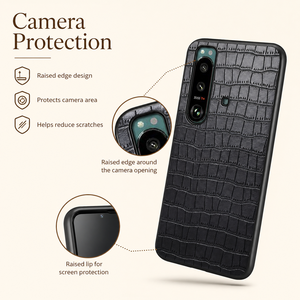 Coque sans fil de luxe Denior en similicuir croco avec protection intégrale 360° pour téléphones mobiles SONY Xperia 1, 5 et 10 Series - Product Image 3