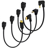 Cable Adaptador de Datos y Carga para Teléfono Móvil, USB Tipo-C Macho a Mini 5 Pines Hembra, en Ángulo de 90 Grados, Chapado en Oro, 25 cm