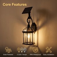 Lampe murale solaire rétro à LED personnalisée, étanche IP65, à intensité variable, antirouille, approuvée ODM/OEM pour la décoration extérieure
