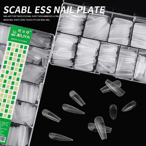 504 Pièces d'ongles carrées transparentes, professionnelles pour salon de manucure, couverture complète, ultra-fines, sans trace, en ABS, avec colle - Product Image 4