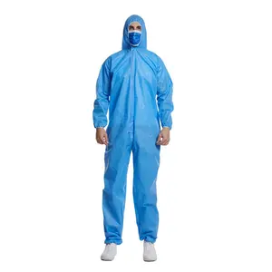 Factory Direct Sell Blue 25-60gsm Disposable Nonwoven Safety Clothing Coverall Cheap Type 5/6 Suit Sms Medical Protective Cloth