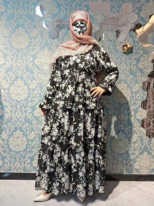 Nouvelle robe islamique pour femme Abaya luxe tissu mousseline dernières robes musulmanes - Product Image 4