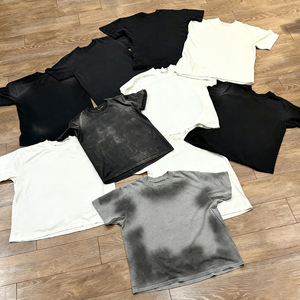 T-shirt graphique rose et noir vieilli à grand logo en coton, coupe oversize, manches courtes, haute qualité, fabriqué en Chine - Product Image 3