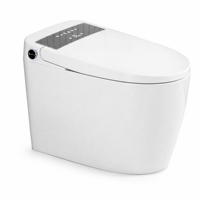 WC intelligent électrique monobloc à double chasse, à poser au sol, avec cuvette allongée, système S-Trap et télécommande incluse