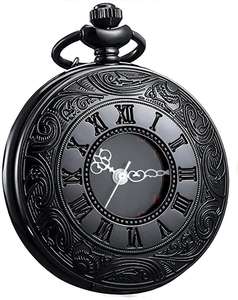 <span class=keywords><strong>Montre</strong></span> de poche antique à quartz pour <span class=keywords><strong>homme</strong></span>, style punk demi-chasseur, avec mouvement japonais, noir, <span class=keywords><strong>argent</strong></span>, or - Product Image 4