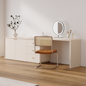Cream Colored Dressing <b>Table</b> With Lighted <b>Mirror</b> Bedroom <b>Vanity</b> Storage Cabinet Furniture - Product Image 2