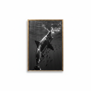 Underwater Serenity: Printed Canvas Artwork with Shark and Rays,<b>GOLD</b> <b>FRAMED</b> CANVAS - Product Image 2