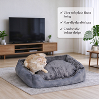 Lit pour chien en peluche lavable, lit pour animaux de compagnie avec coussin amovible, fond antidérapant pour chats et petits chiens