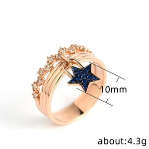 Anillos de Zafiro en Forma de Estrella F594 para Mujer, con Incrustaciones de Piedras Preciosas, Piedra Redonda Natural, Regalo, Joyería de Moda - Product Image 5