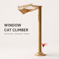 Arbre à chat mural avec hamac à ventouse, grand poteau à gratter en sisal et circuit de balles interactif, emballage de vente au détail personnalisé