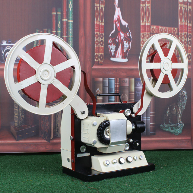 Vintage Film Projector Model Iron Tinplate Photography Prop for Weddings Birthdays Housewarmings-Retro Geometric Shapes