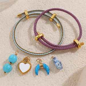 Нержавеющая сталь 18K позолоченный Многоцветный Регулируемый веревочный браслет для подарка - Product Image 3