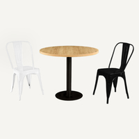 Meuble moderne simple Pied en métal Plateau en bois Petite table carrée ronde Tables basses de bar de cuisine