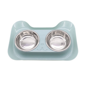无溢出喂养饮用双重食物水高架狗猫不锈钢碗宠物碗喂食器 - Product Image 5