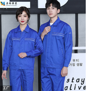 Qimingfuzhuang Workwear Set Cotton Long Sleeve Blue Factory Workshop Youth Wear Resistant Sweat Absorbent - Product Image 1