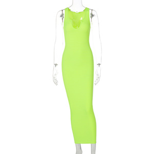Robe longue sexy <span class=keywords><strong>pour</strong></span> <span class=keywords><strong>femme</strong></span> INS, style camisole, col en V profond, coupe ajustée, vêtements décontractés <span class=keywords><strong>pour</strong></span> <span class=keywords><strong>femme</strong></span>, vente en gros à prix réduit - Product Image 5