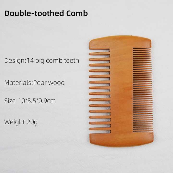 Portable Double-Sided Pear Wood Beard Comb Fine Tooth Pocket Combing ...