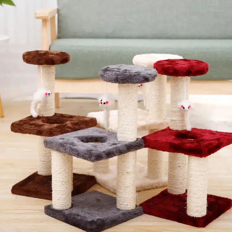 Supply Quality Wooden Small Cat Tree China Manufacture Cat Tree with Mouse Toy Short Scratching Posts Simple Cat Tree