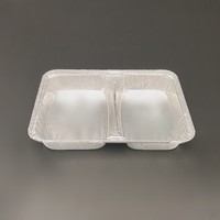 Barquette jetable en aluminium compartimentée carrée multi-compartiments pour la livraison de bento et la restauration en gros