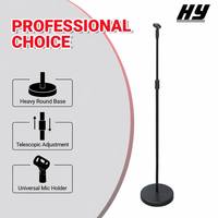 Support de microphone professionnel robuste en fer noir, réglable en hauteur, pour studio, scène et diffusion, vente en gros