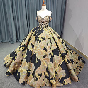 Jancember 6758 Robes De soirée Empire dorées à lacets luxueuses Vestido De Festa - Product Image 2