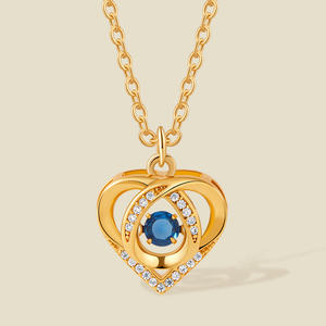 Collana con Ciondolo a Cuore Placcato Oro 18K per Donne, Collana con Zircone Blu, Gioiello Romantico Delicato per Uso Quotidiano e Regalo - Product Image 1