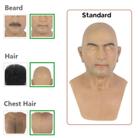 Masque de tête masculin en Silicone réaliste masque de visage en Silicone pour Crossdresser Cosplay Costume de fête couvre-chef homme d'âge moyen