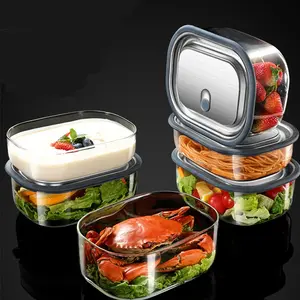 Uzun borosilikat cam buzdolabı taze koruma meyve saklama kutusu mikrodalga fırın ısıya dayanıklı gıda kabı