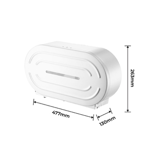FANDA Modern Steel Eco-Friendly Wall-Mounted Twin Jumbo <b>Roll</b> <b>Toilet</b> Tissue Dispenser White Finish 1 Year Warranty 9 Inches - Product Image 2