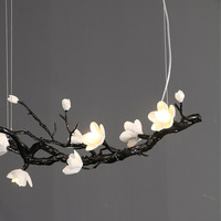 Art Creative Branche Fleur Lampe Hôtel Restaurant Villa Salon Lampe Cuivre Led Moderne Plafond De Luxe Noir Lustres