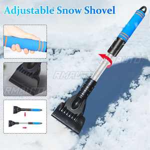 Outils de déneigement pour voiture, pelle à neige télescopique rotative en ABS bleu, réglable en longueur, pelle à neige portable pour véhicule, hiver - Product Image 1