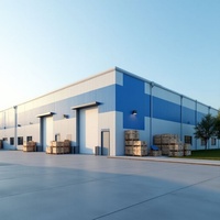 Entrepôt moderne en structure légère d'acier, flexible et personnalisable, bâtiment multifonctionnel de stockage et de traitement avec une durée de vie de 50 ans