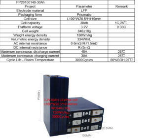 Bateria de fosfato de ferro-lítio personalizada 3.2V 30ah grau A+ célula de bateria prismática Lifepo4 com terminal - Product Image 2