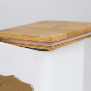 Contenitore cucina Set di 3 pezzi di <span class=keywords><strong>zucchero</strong></span> caffè <span class=keywords><strong>e</strong></span> tè contenitore vasetti con coperchi di bambù organizzatori da cucina nero - Product Image 6