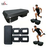 Plataforma de Step Aeróbico Ajustable en Altura, Antideslizante y Duradera de 123Sports con 2 Elevadores
