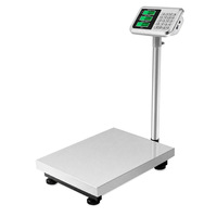 Timbangan Lantai Digital Tugas Berat Portabel 150kg dengan Roda, Timbangan Platform untuk Logistik Gudang