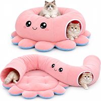 Lit tunnel pour chats d'intérieur, tubes pour chats avec jouets interactifs, donut de jeu pliable