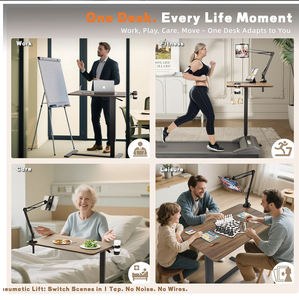 Table de chevet mobile sur roulettes, réglable en hauteur pneumatiquement, avec plateau inclinable, <span class=keywords><strong>bureau</strong></span> mobile pour ordinateur portable, pour lit et canapé - Product Image 6