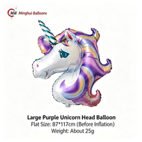 Ballons en aluminium licorne, grand ballon en mylar tête de licorne, 18 pouces, rond, simple et double face, pour filles