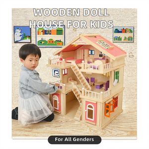 Casa de Muñecas de Madera BabeZoom, Juguete de Construcción DIY, Set de Juego Inspirado en una Villa, Castillo de Princesa, Muebles Modelo, Regalo de Cumpleaños para Niños y Niñas - Product Image 2