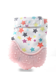 Grosir bebas BPA silikon bintang cetak aman gigitan bayi mencegah makan tangan mainan permen karet sarung tangan Teether - Product Image 3