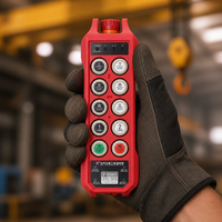 Control Remoto Industrial Tri-Proof de 8 Teclas y Velocidad Única con Bloqueo de Seguridad, Carcasa Roja IP67, Paro de Emergencia Instantáneo y Amplio Rango de Voltaje
