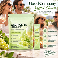 WELLBODY Mélange de poudre pour boisson électrolytique saveur vin blanc sans alcool Hydratation et énergie quotidiennes 0 sucre 10 calories 30 sachets