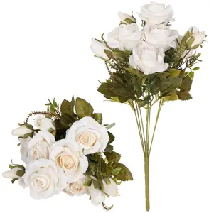 Buket Mawar Buatan Tangan, Karangan Bunga Mawar Imitasi untuk Pesta Pernikahan Rumah Restoran Dekorasi Buket Bunga Mawar Sutra