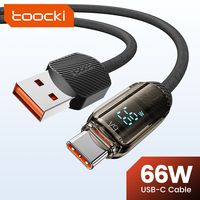 Cable de Carga Súper Rápida Toocki 6A de Alta Potencia 66W USB-A a Tipo-C, Transmisión de 480Mbps, Tejido Resistente para Tablet y Laptop