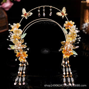 Neue chinesische Art Xiuhe Braut Kopf bedeckung Klassische Hochzeit Accessoires mit Saint Crown Makeup Legierung Material Hochzeits anzug - Product Image 5