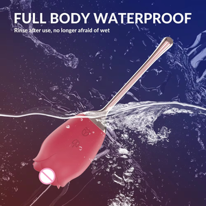 Vibratore a Rosa in <span class=keywords><strong>Silicone</strong></span> con Stimolatore Clitorideo a Lingua, Giocattolo Sexy per Donne, Vibratore a Rosa per Adulti - Product Image 2