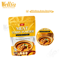 Sachet Doypack Personnalisé Imprimé 100g Qualité Alimentaire Refermable avec Fenêtre pour Viande Cuite, Assaisonnements, Épices, Poudre de Curry – Pochette Autoportante