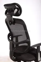 Accoudoir Chaise de bureau noire avec support arrière en maille et coussin de siège, HYO-1001