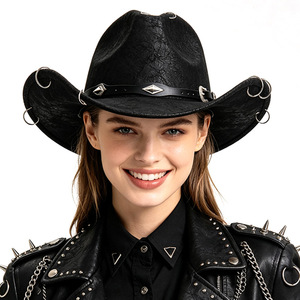 Fashionable Suede Texture Western Cowboy Hat for Men and Women, Vintage Wide-brimmed Outdoor Sunshade Jazz Hat, Riding Hat - Product Image 1